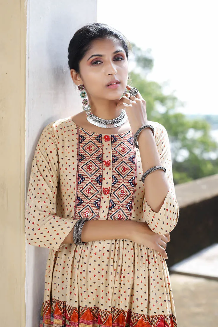 Women's  Rayon Anarkali Tiered Gown