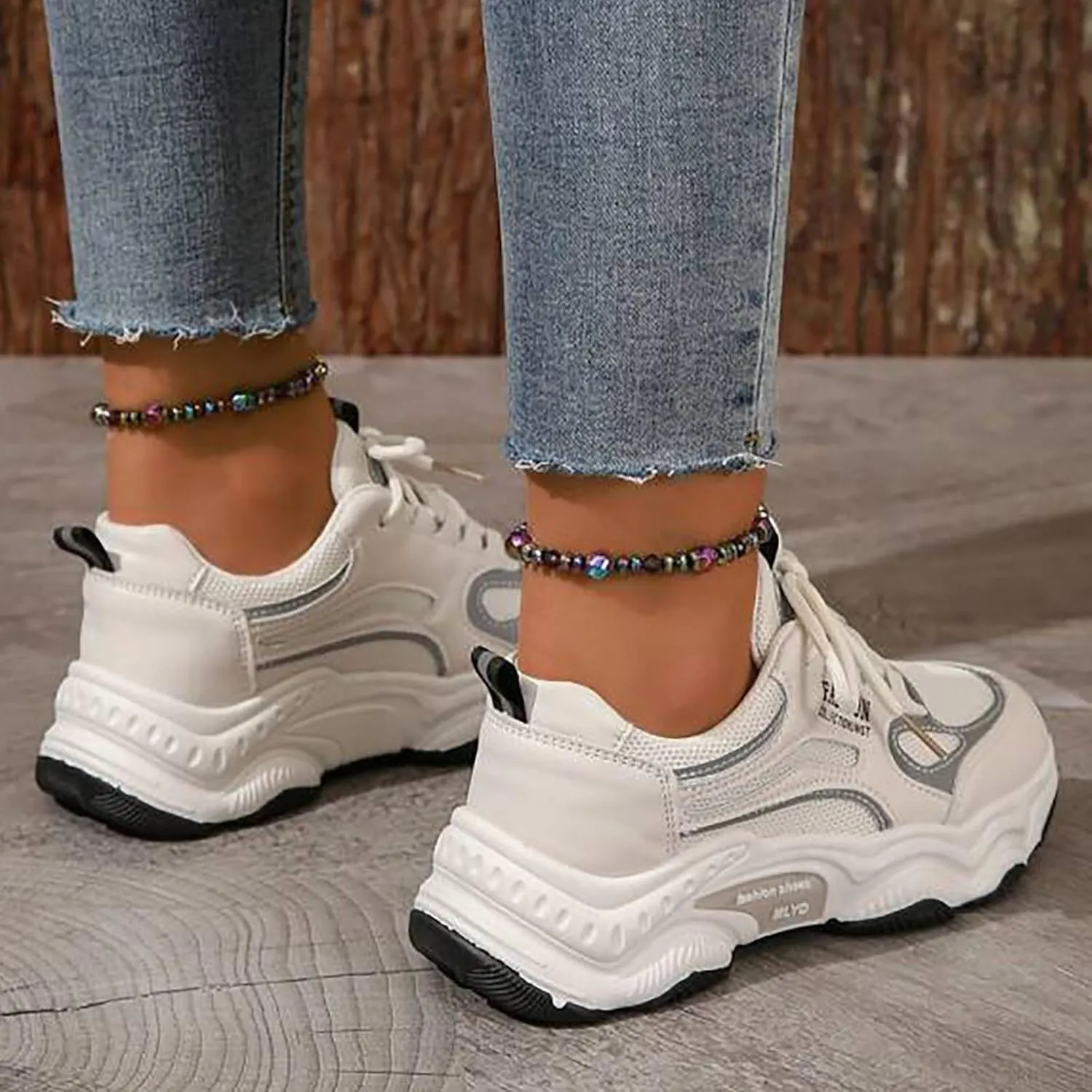 Women's Slip on Walking Shoes Comfy PU Leather Non Slip Arch Support Running Shoes Breathable Gym Workout Shoes Fashion Lace Up Sneakers