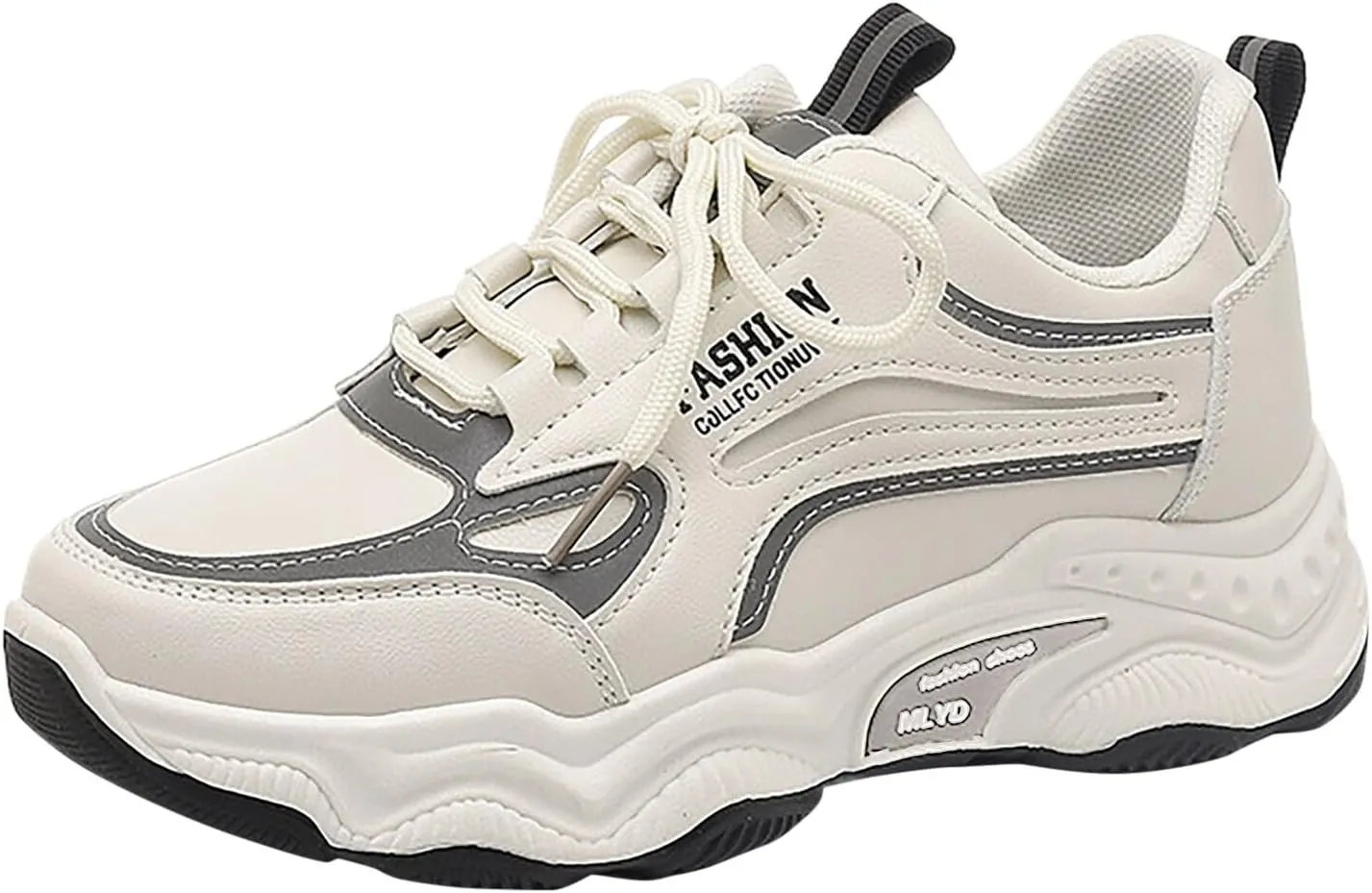 Women's Slip on Walking Shoes Comfy PU Leather Non Slip Arch Support Running Shoes Breathable Gym Workout Shoes Fashion Lace Up Sneakers