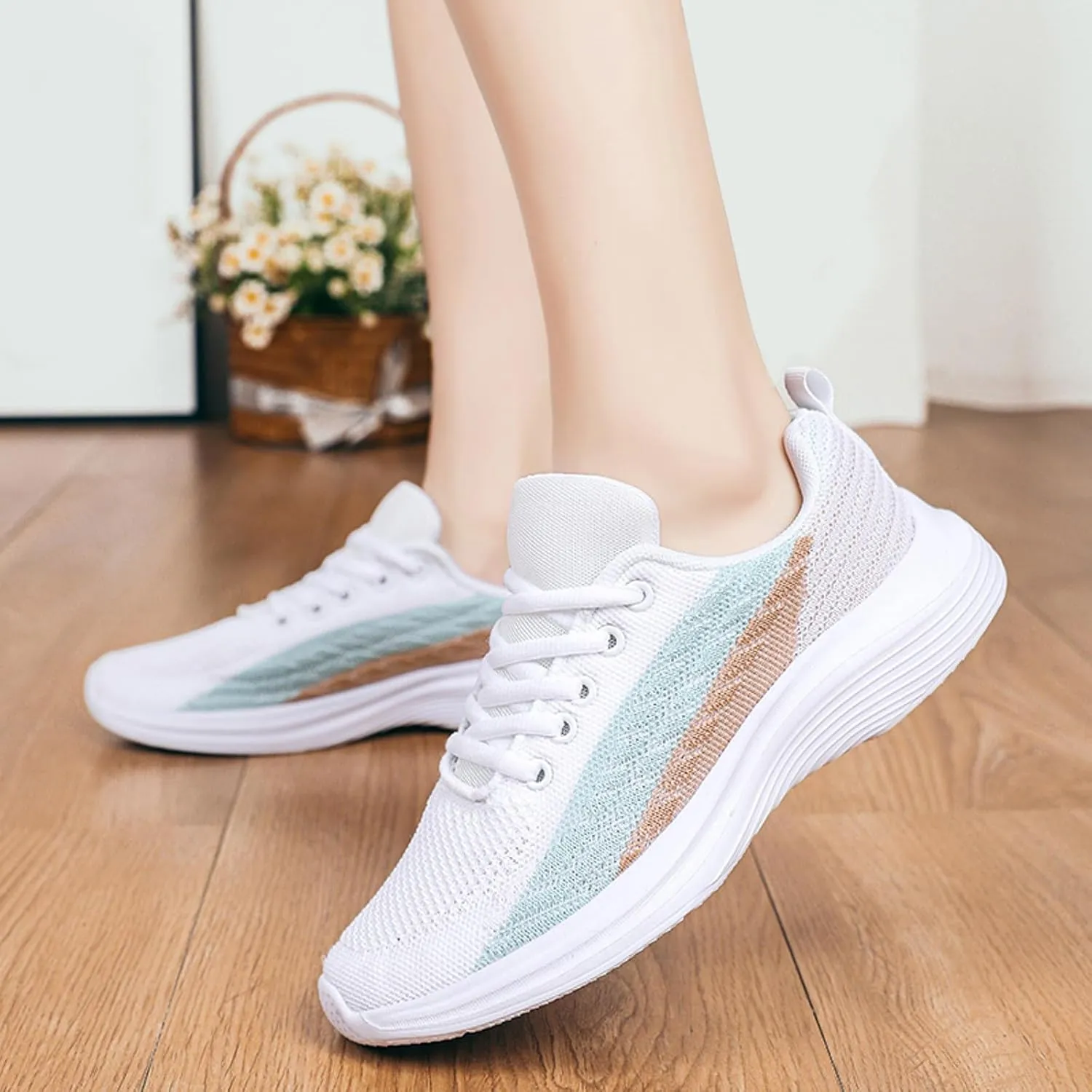 Women's Slip on Walking Shoes Dressy Knitted Non Slip Arch Support Running Shoes Breathable Gym Workout Shoes Ladies 2024 Fashion Sneakers