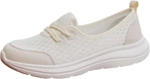 Women's Slip on Walking Shoes Dressy Knitted Non Slip Running Shoes Wide Width Breathable Mesh Gym Jogging Outdoor Shoes Fashion Lace Up Sneakers