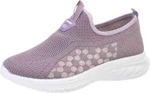 Women's Slip on Walking Shoes Memory Foam Non Slip Arch Support Running Shoes Breathable Gym Workout Shoes Fashion Lace Up Sneakers