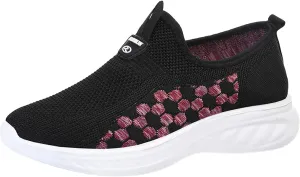 Women's Slip on Walking Shoes Memory Foam Non Slip Arch Support Running Shoes Breathable Gym Workout Shoes Fashion Lace Up Sneakers
