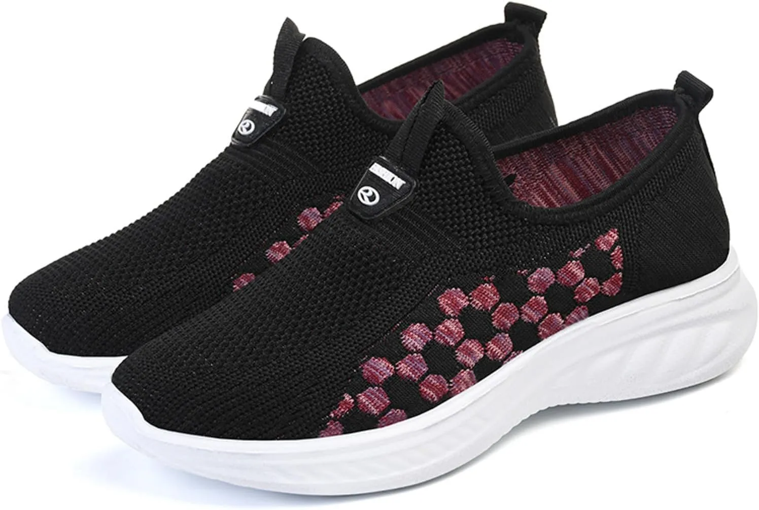 Women's Slip on Walking Shoes Memory Foam Non Slip Arch Support Running Shoes Breathable Gym Workout Shoes Fashion Lace Up Sneakers