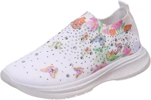 Women's Slip on Walking Shoes Non Slip Memory Foam Vintage Wide Running Shoes Breathable Mesh Sports Workout Tennis Shoes Lightweight Fashion Sneakers