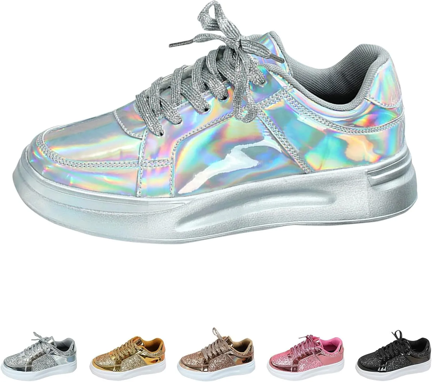 Womens Walking Shoes Slip on Comfy PU Leather Non Slip Running Shoes Wide Width Breathable Gym Workout Shoes Fashion Lace Up Sneakers