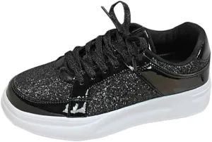 Womens Walking Shoes Slip on Comfy PU Leather Non Slip Running Shoes Wide Width Breathable Gym Workout Shoes Fashion Lace Up Sneakers