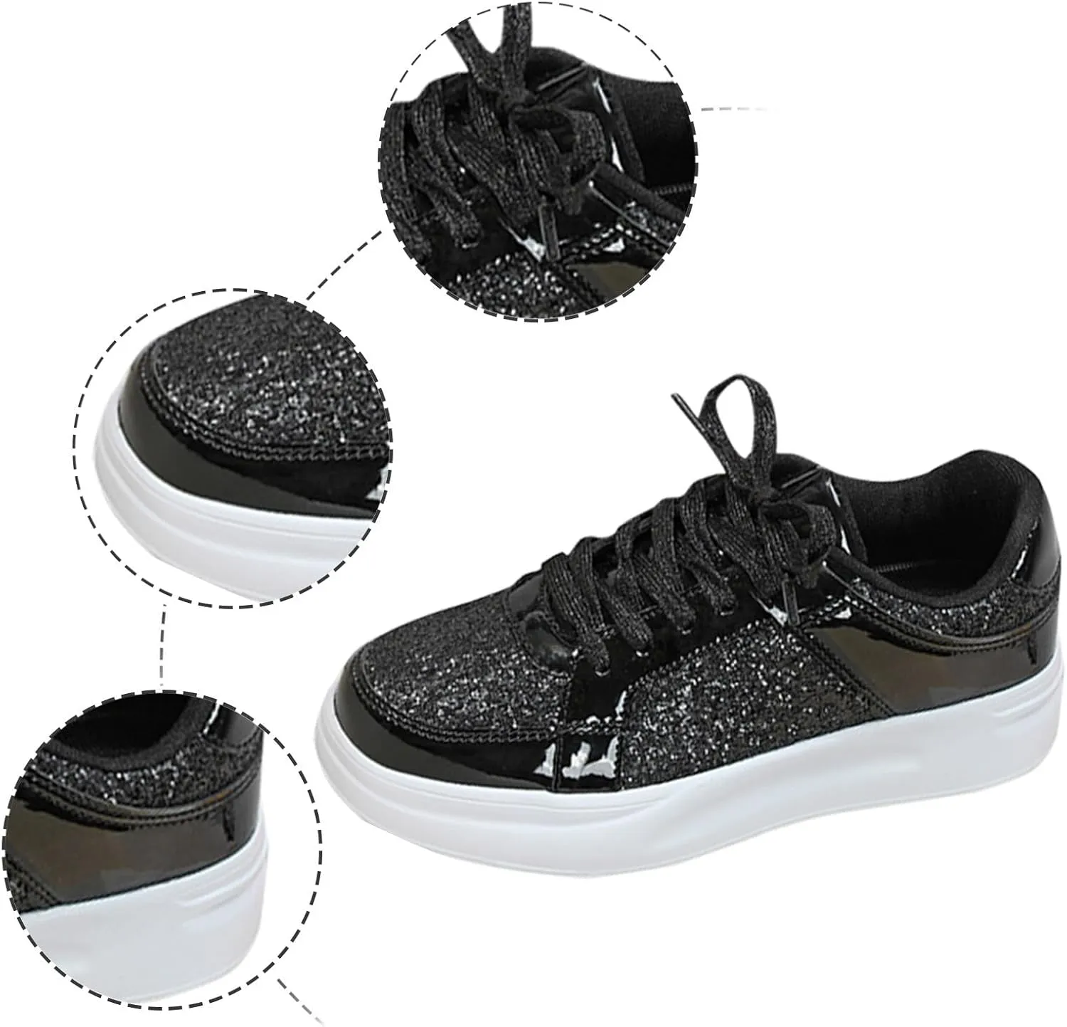 Womens Walking Shoes Slip on Comfy PU Leather Non Slip Running Shoes Wide Width Breathable Gym Workout Shoes Fashion Lace Up Sneakers