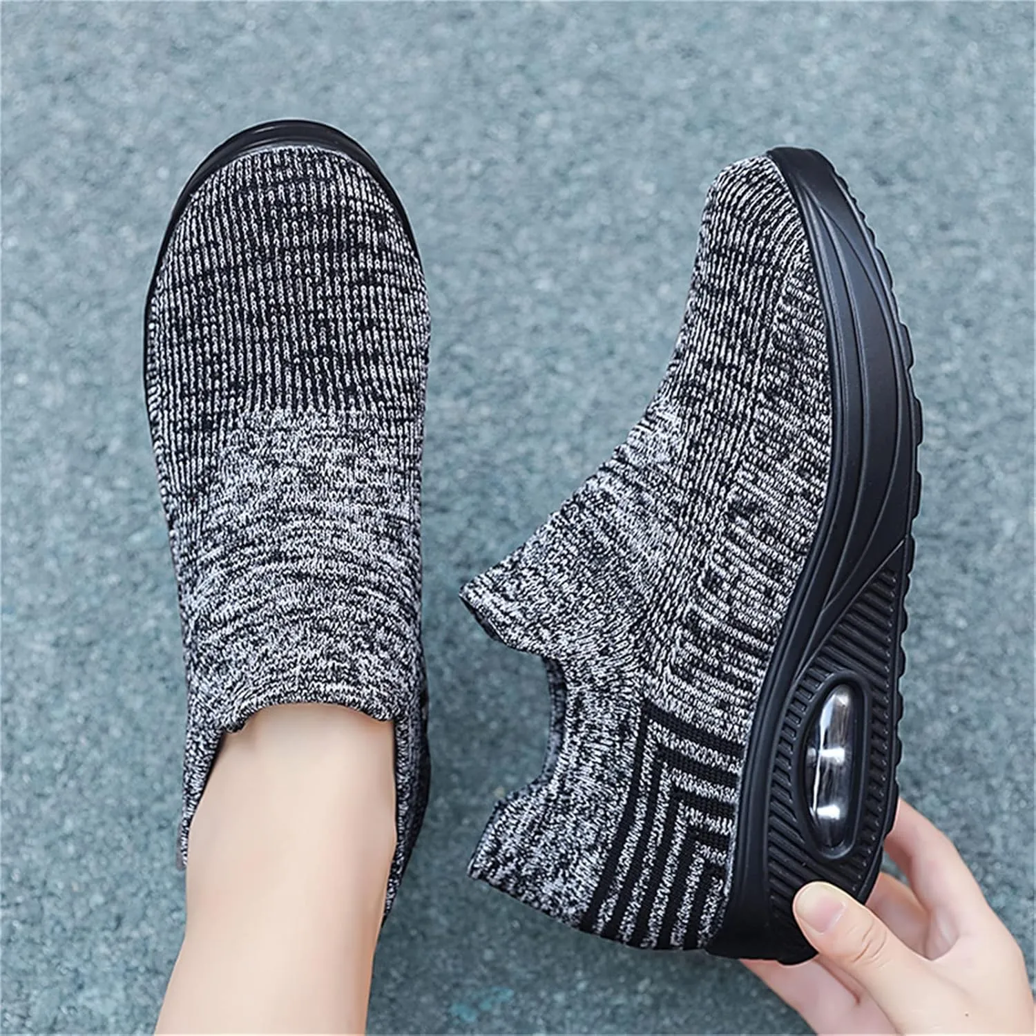 Women's Walking Shoes Socks Sneakers Breathable Mesh Slip-On Casual Shoes Thick Sole Loafers