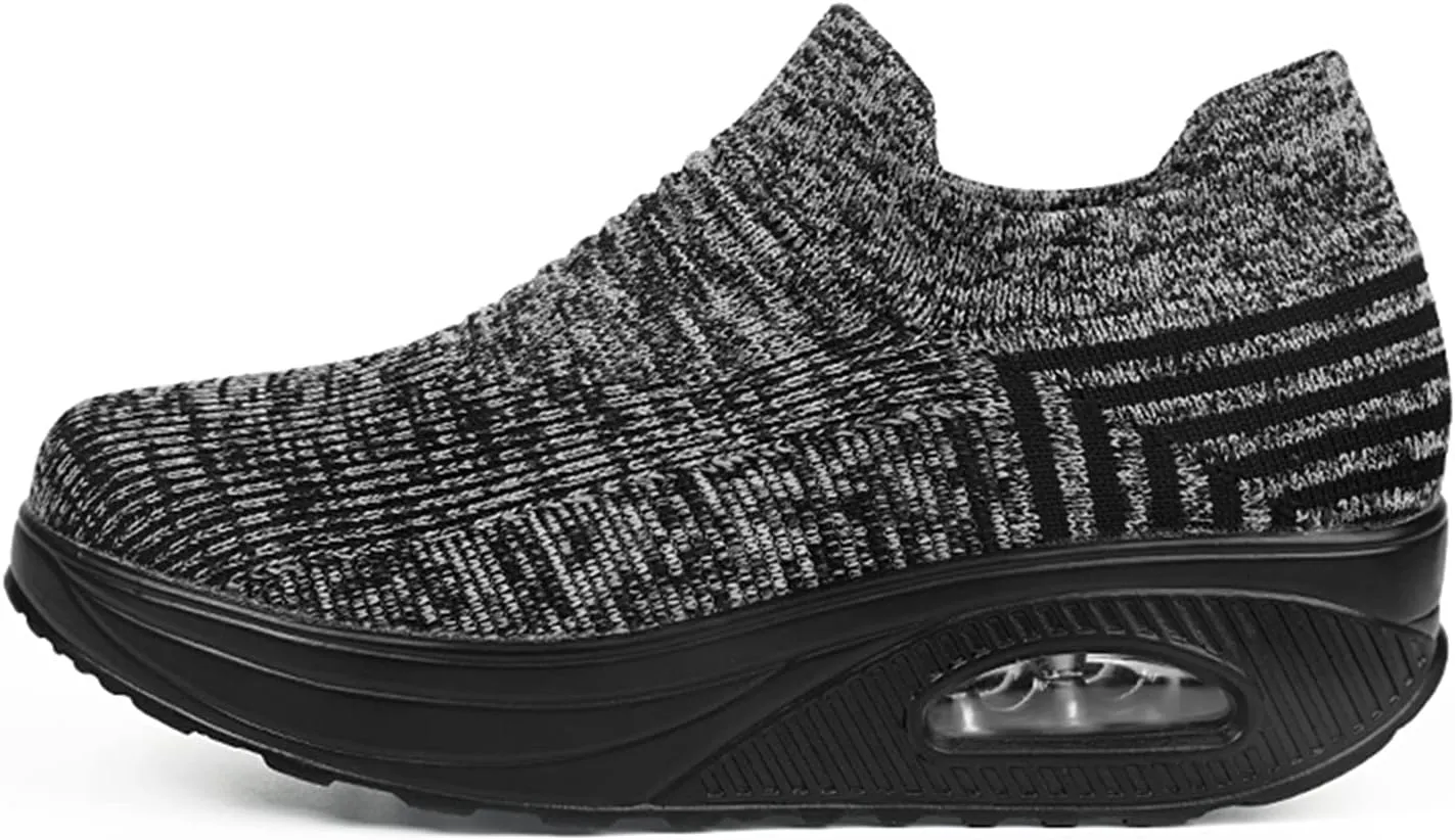 Women's Walking Shoes Socks Sneakers Breathable Mesh Slip-On Casual Shoes Thick Sole Loafers