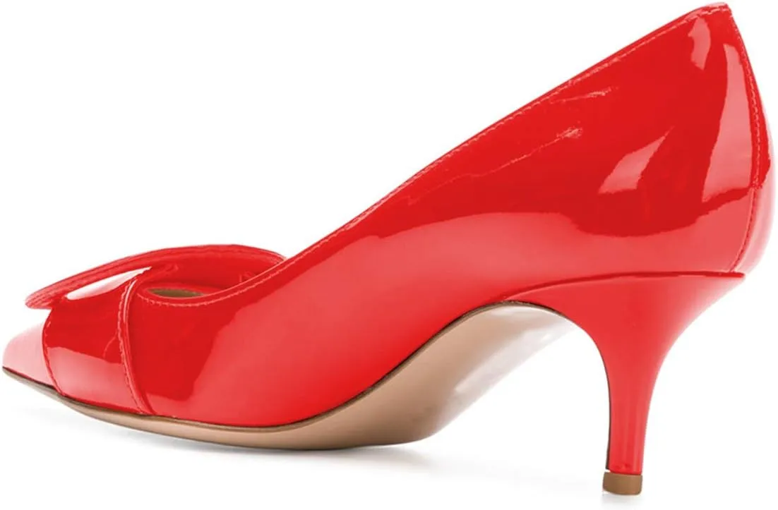 YDN Women Classic Pointed Toe Slip on Pumps Kitten Low Heel Office Shoes with Buckle Size 4-15 US