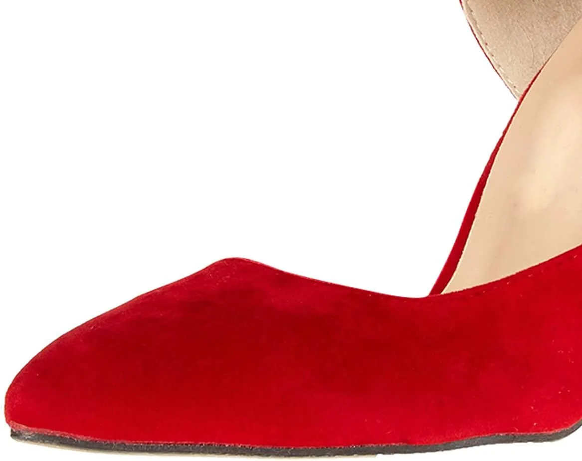 YDN Women D'Orsay Comfy Bows Ankle Strap High Stiletto Heels Closed Point Toe Classic Buckle Up Dance Ballroom Pumps