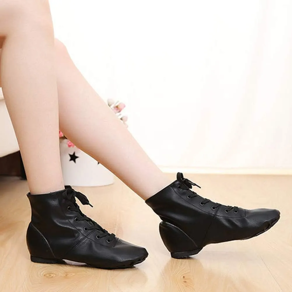 YKXLM Lace up Jazz Shoes Modern Dance Boots Over The Ankle for Women and Men,Model GBPUJS
