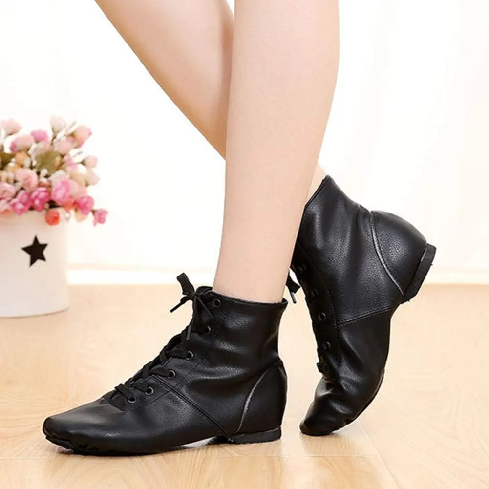 YKXLM Lace up Jazz Shoes Modern Dance Boots Over The Ankle for Women and Men,Model GBPUJS