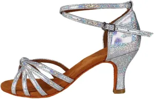 YKXLM Latin Dance Shoes Ballroom Women Salsa Tango Performance Practice Dancing Shoes.259,3" Heel,Pink,8.5 US