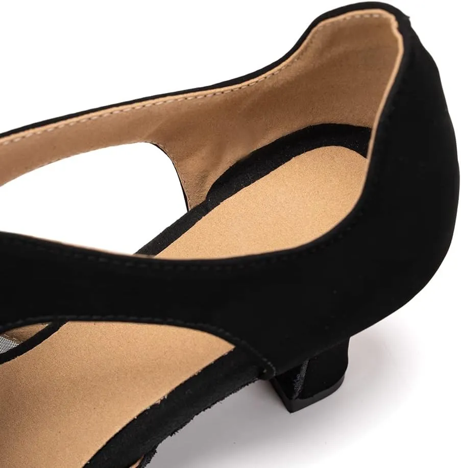 YKXLM Women's Ballroom Dance Shoes Latin Salsa Tango Professional Performance Open Toe Dancing Shoes Model 087